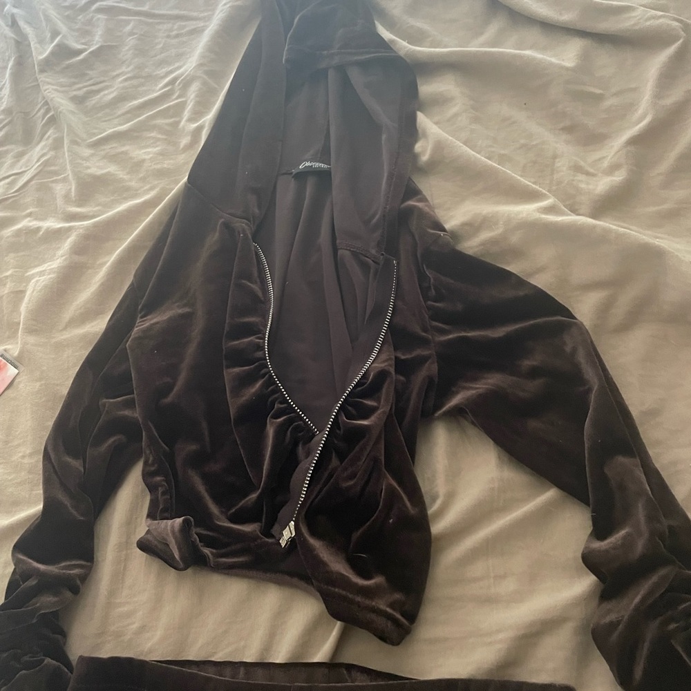 Velour velvet chocolate tracksuit